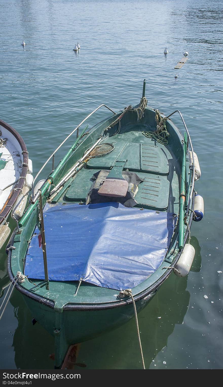 Detail of ligurian wooden boat in portovenere