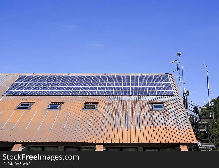 View of solar pannel on a roof