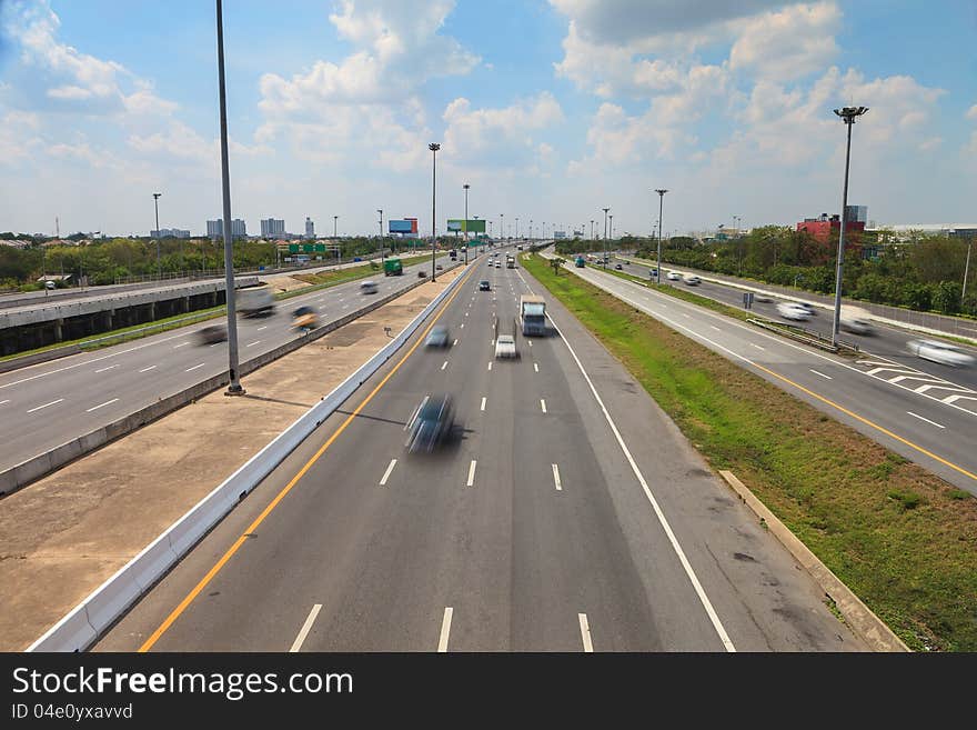 Highway with lots of cars