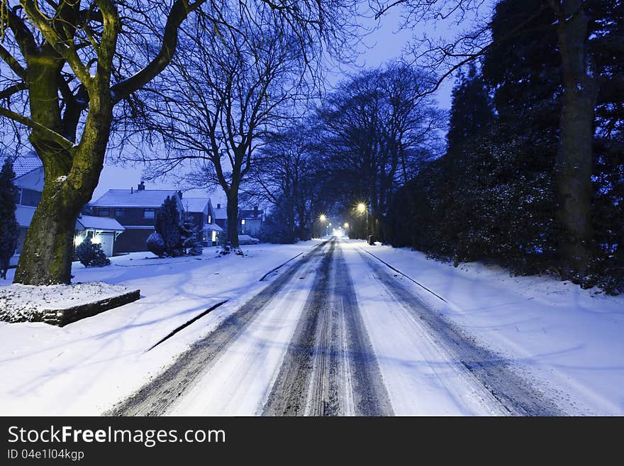 Highway road covered in snow