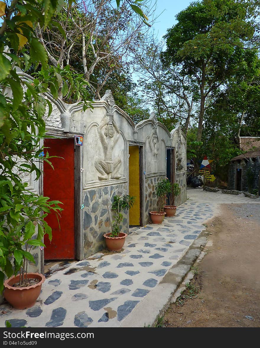 Showers and toilets on remote resort