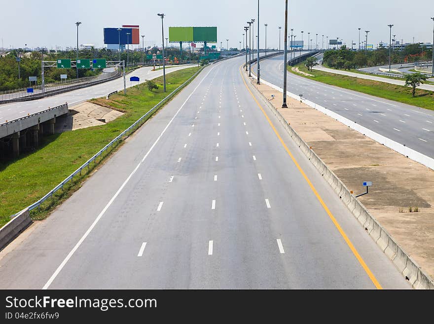 Highway traffic, empty motorway, Thailand