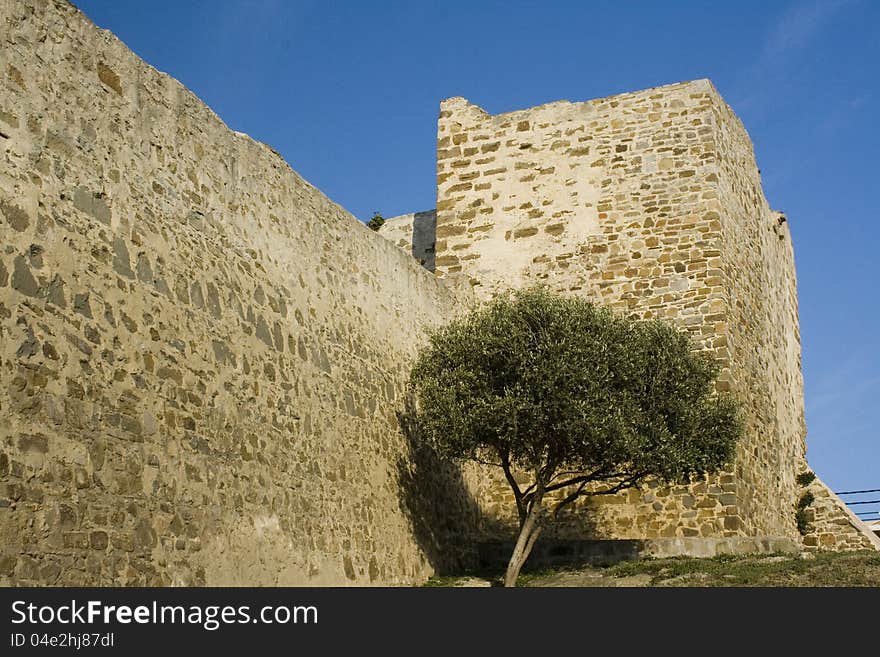 Procective stone wall around the town of Tarifa. Procective stone wall around the town of Tarifa