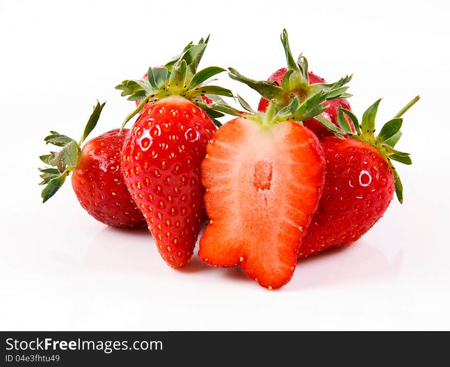 Strawberries isolated on the white background