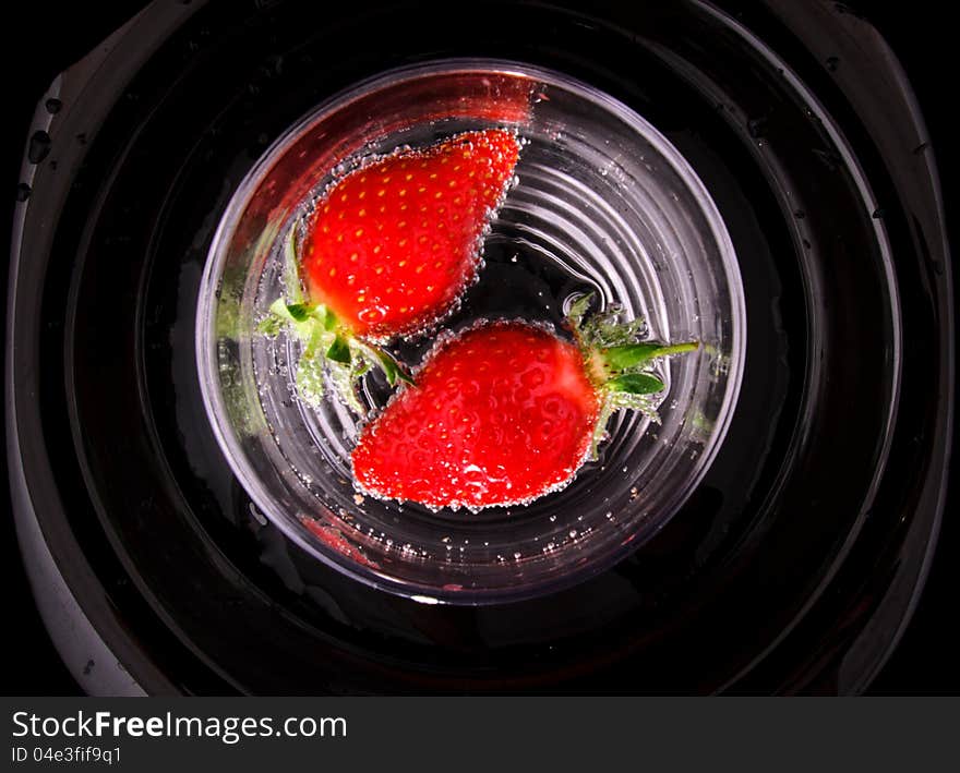 Strawberries in the deep water. Strawberries in the deep water