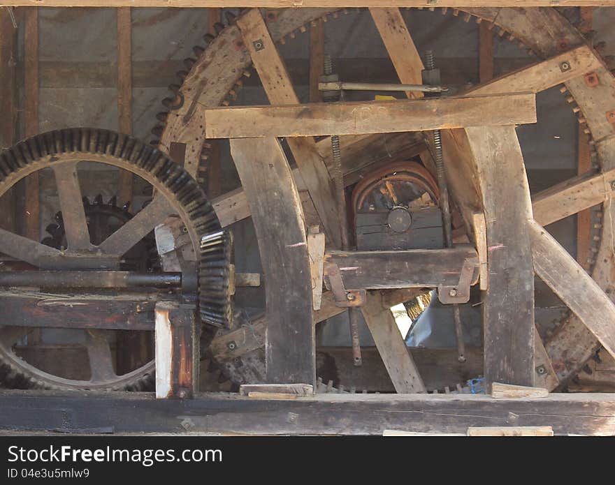 Old watermill mechanism on Mura river, Slovenia. Old watermill mechanism on Mura river, Slovenia