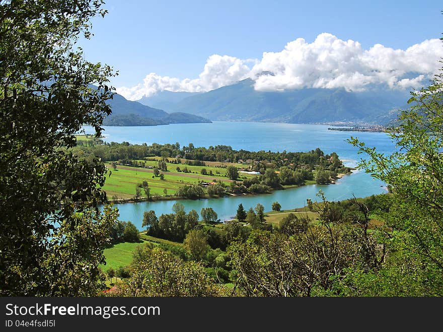 The upper lake of Como, on the border with the Valtellina. The upper lake of Como, on the border with the Valtellina