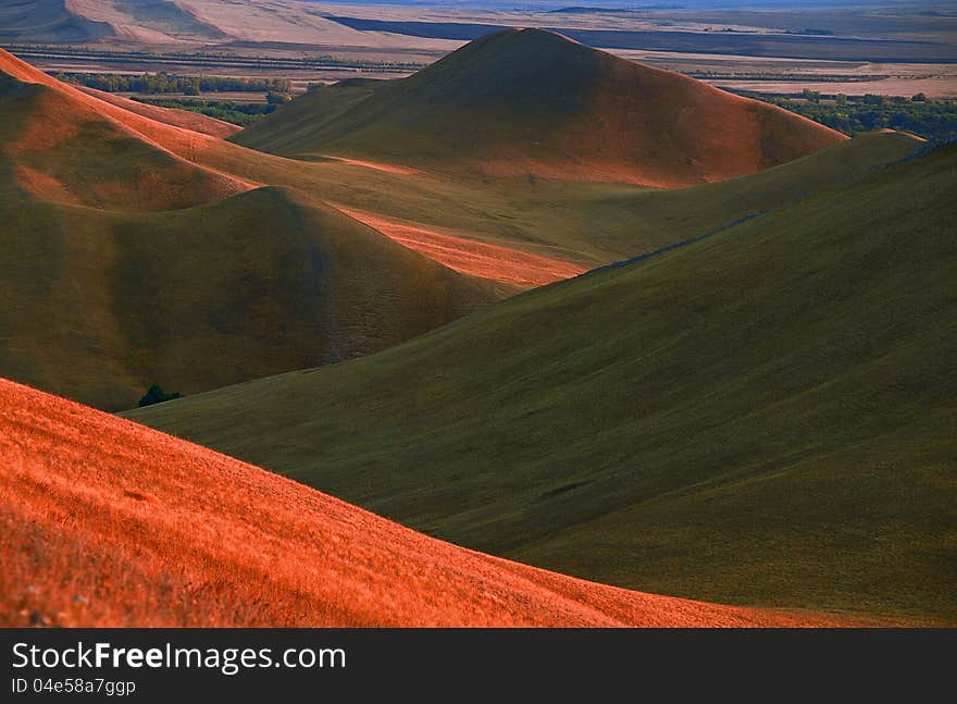 The Autumn hills on sundown.