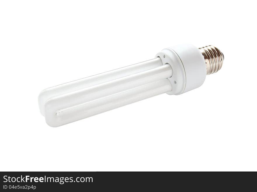 Energy saving lamp on white background