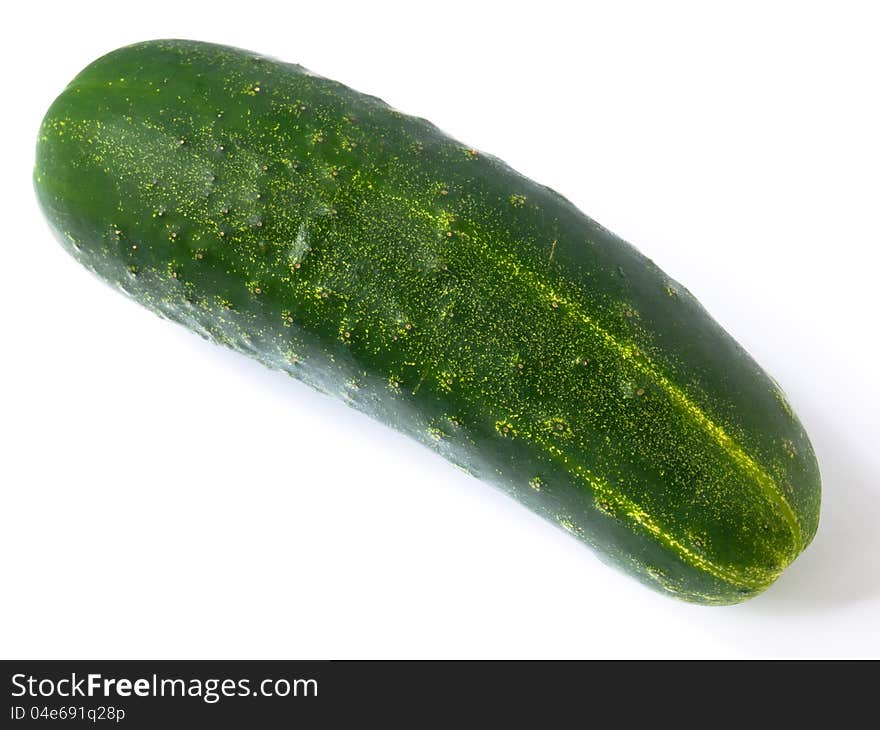 A close up shot of cucumber isolated on the white background