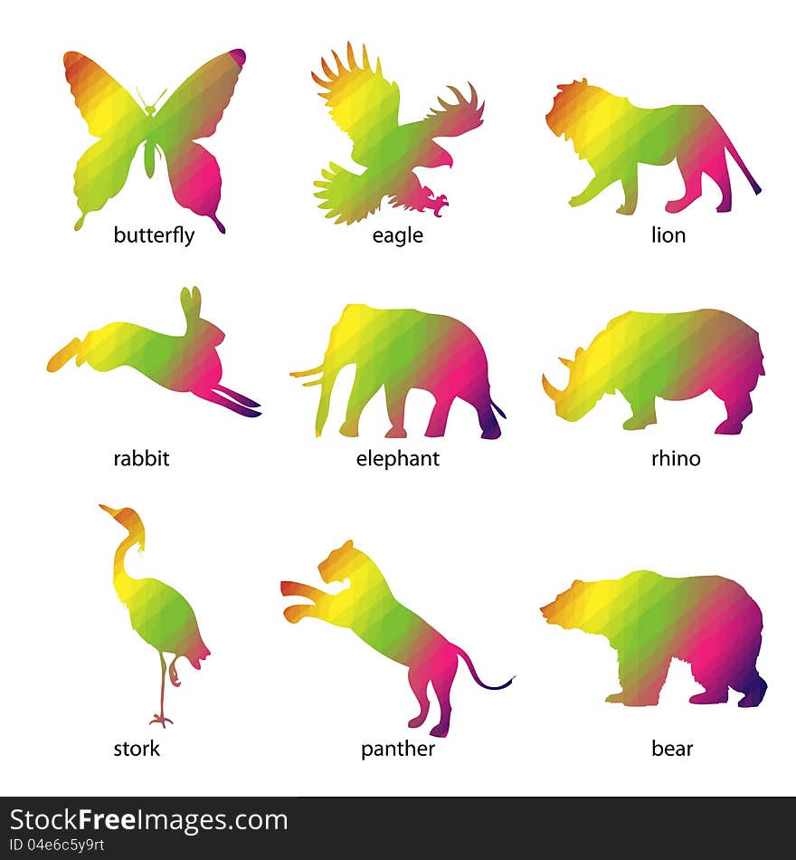 Colorful abstract animal icons