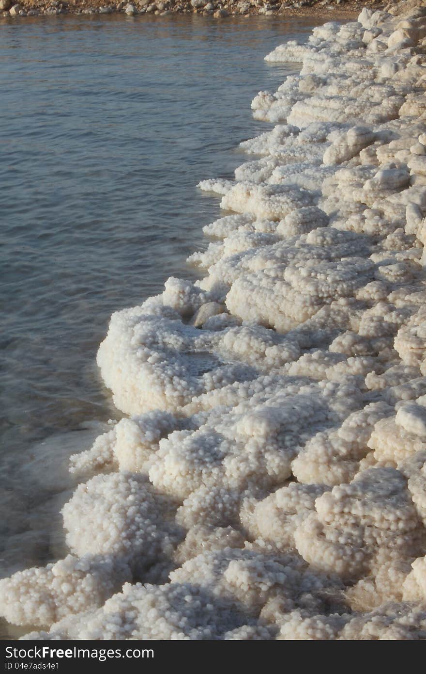 Salt formation on the coastline of the dead sea israel. Salt formation on the coastline of the dead sea israel