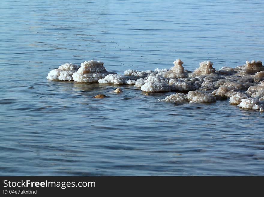 Salt formation on the coastline of the dead sea israel. Salt formation on the coastline of the dead sea israel