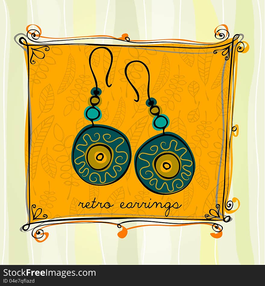 Retro background with illustrated earrings