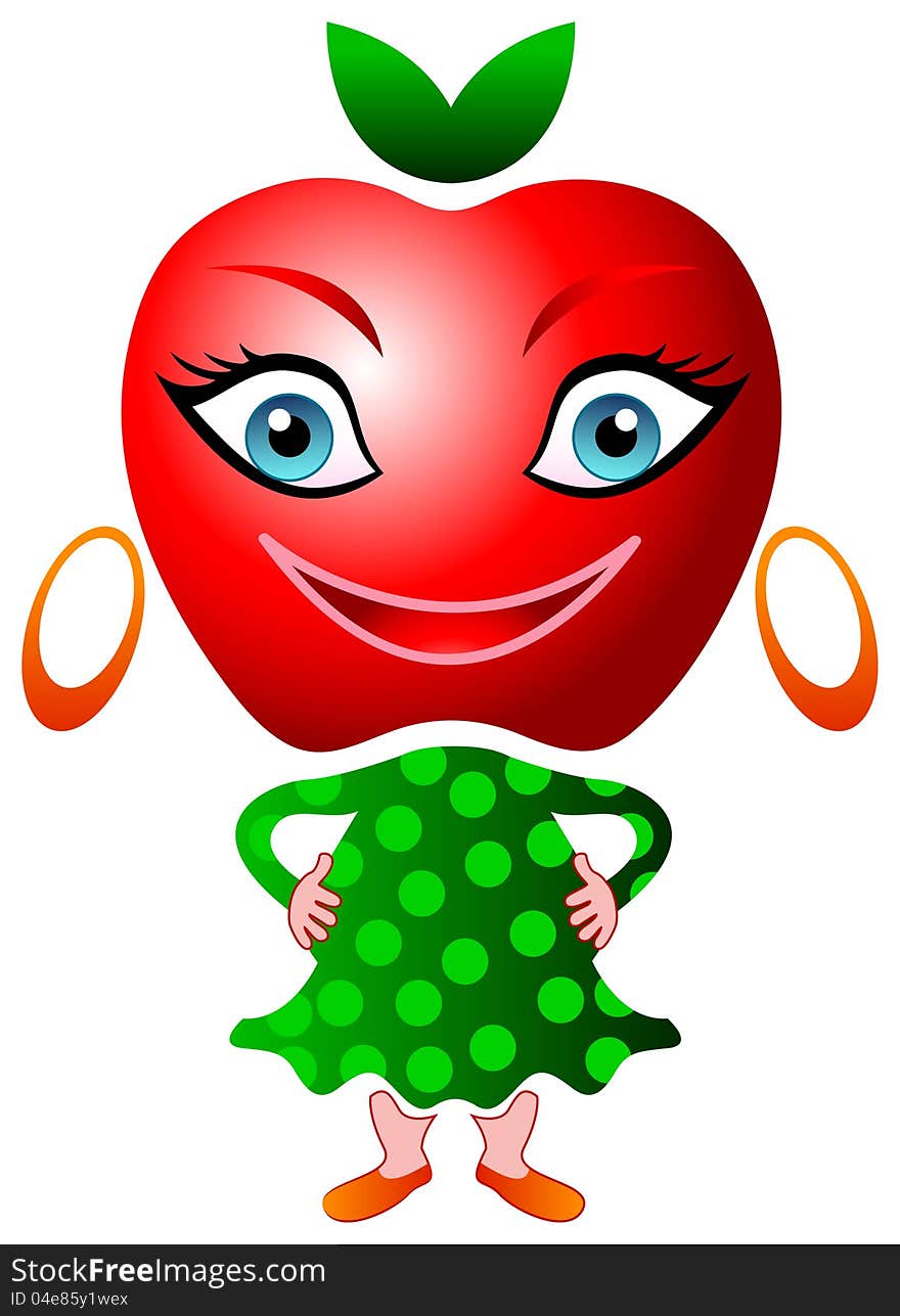 Apple smile isolated illustrated cartoon image