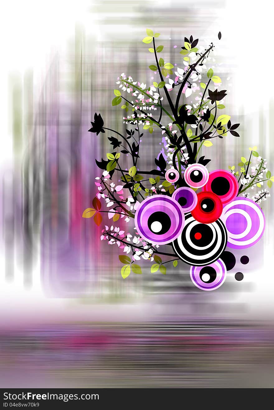 Floral designs with abstract background