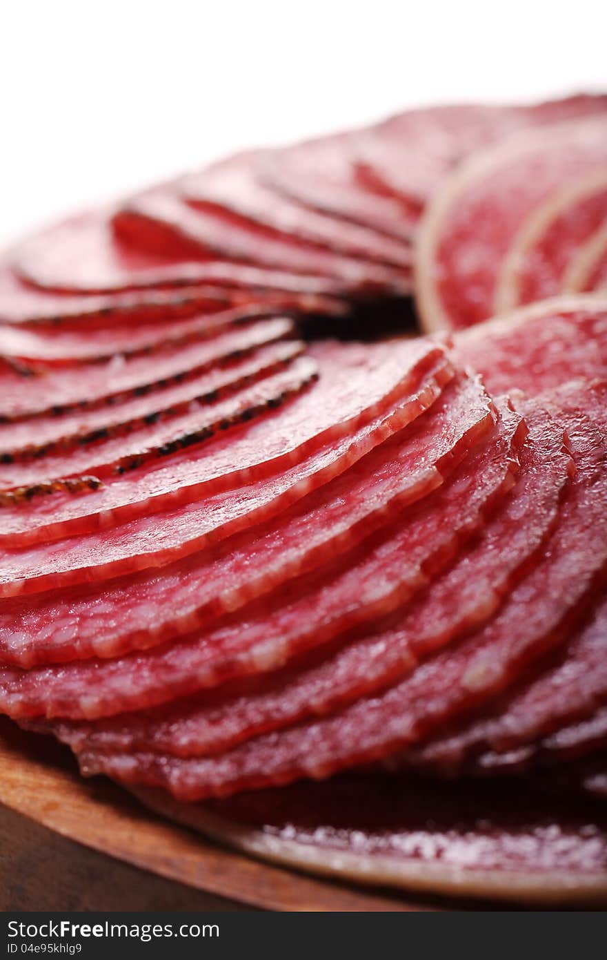 Slices Of Fresh And Delicious Salami