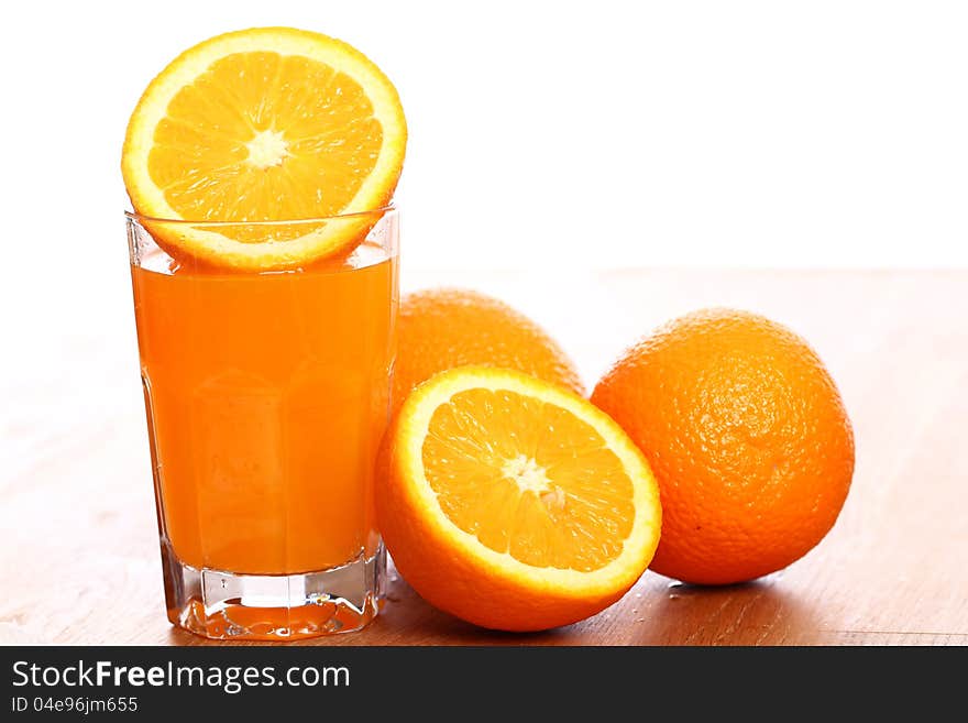 Fresh orange juice on the table