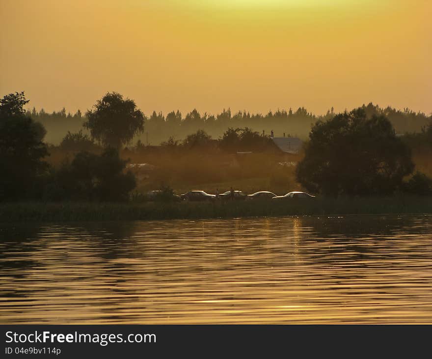 A summer decline on lake.