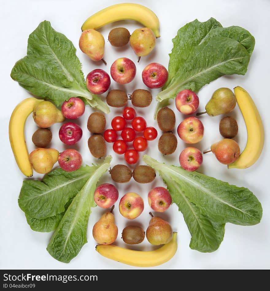 Fruits and vegetables in the form of a mandala