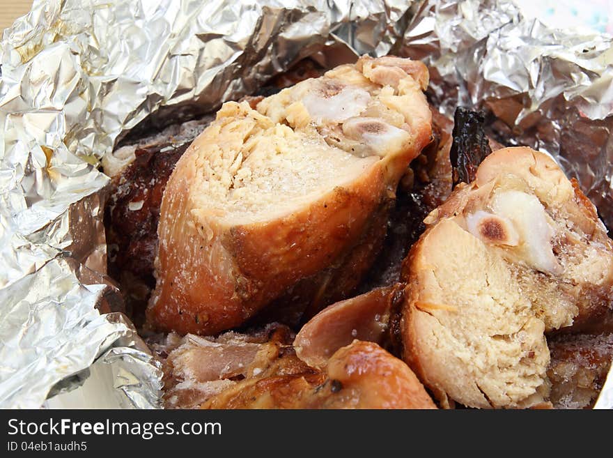 Chicken grill in foil for dinner