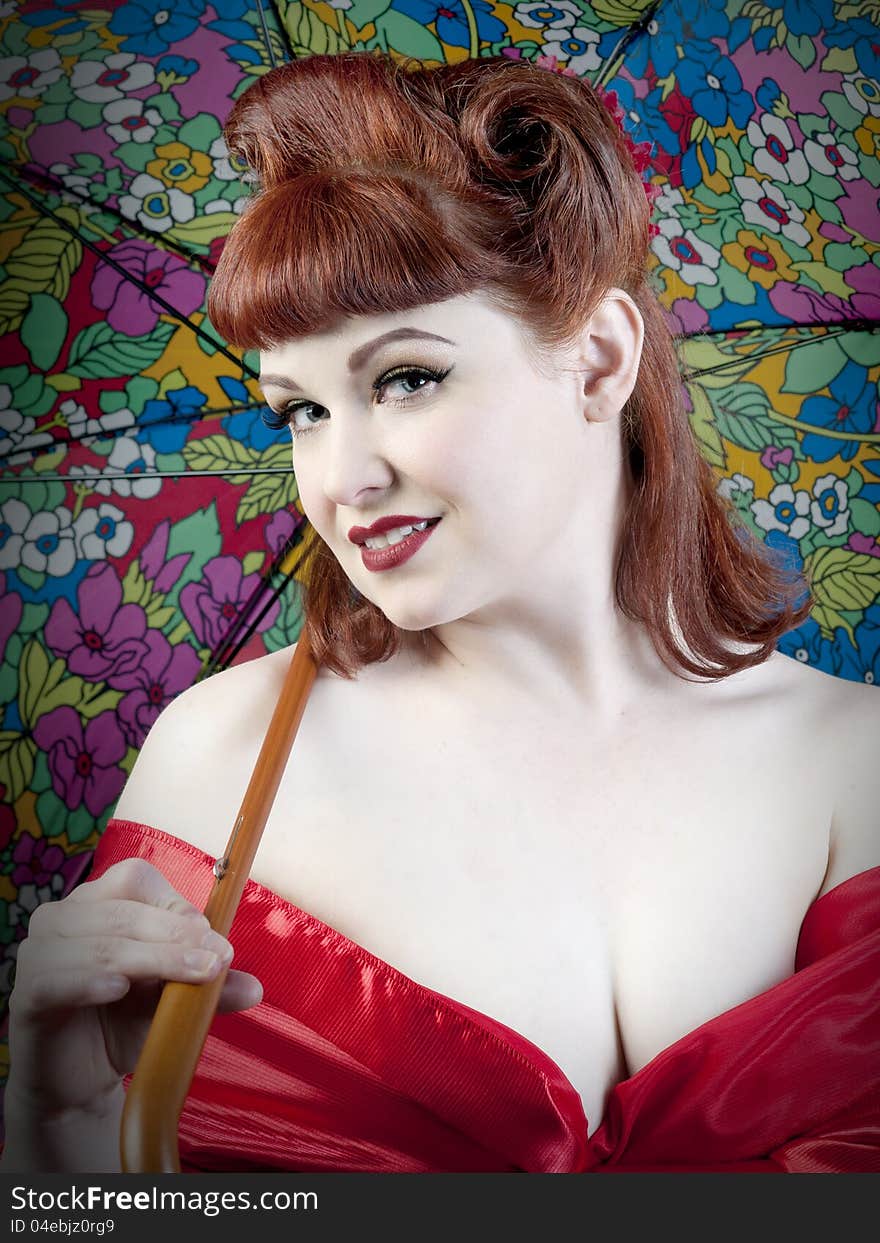 Gorgeous red headed pinup model. Gorgeous red headed pinup model