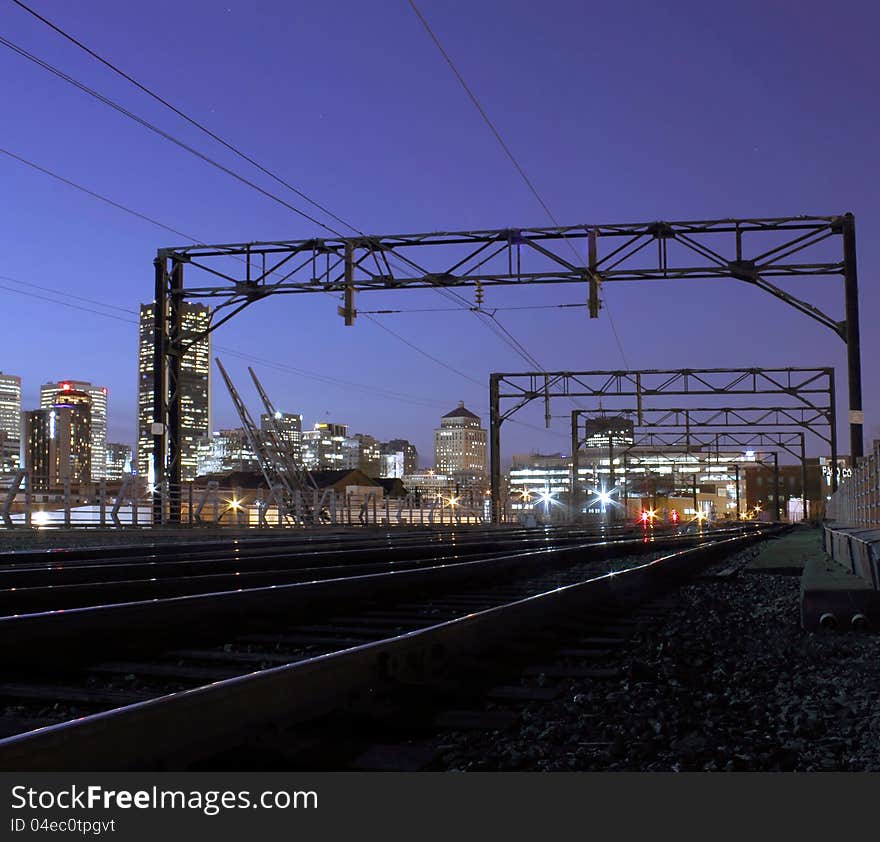 Last few miles of track before entering the Gare Centrale in Montreal Quebec Canada. Last few miles of track before entering the Gare Centrale in Montreal Quebec Canada