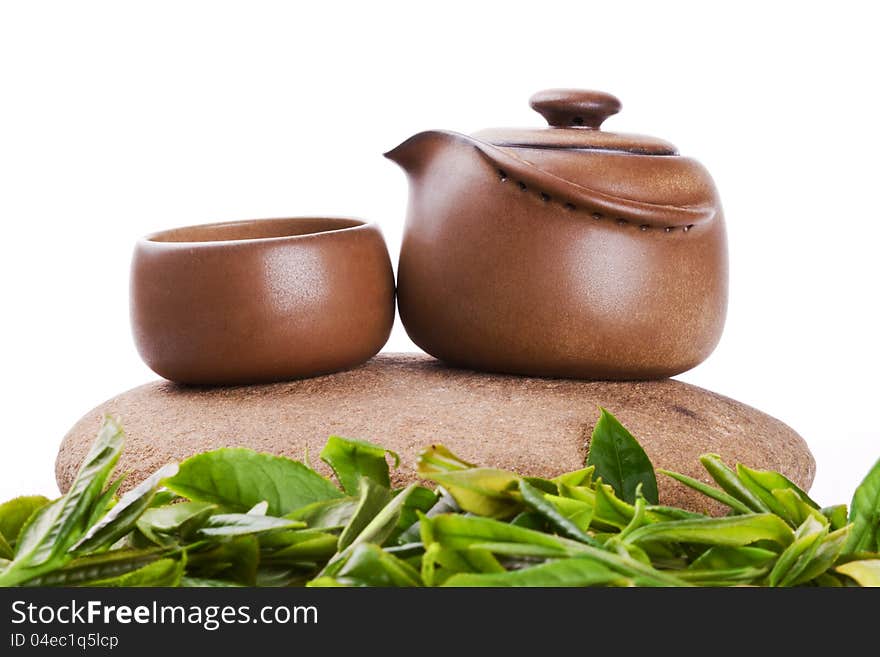 Chinese Tea Set With White Background