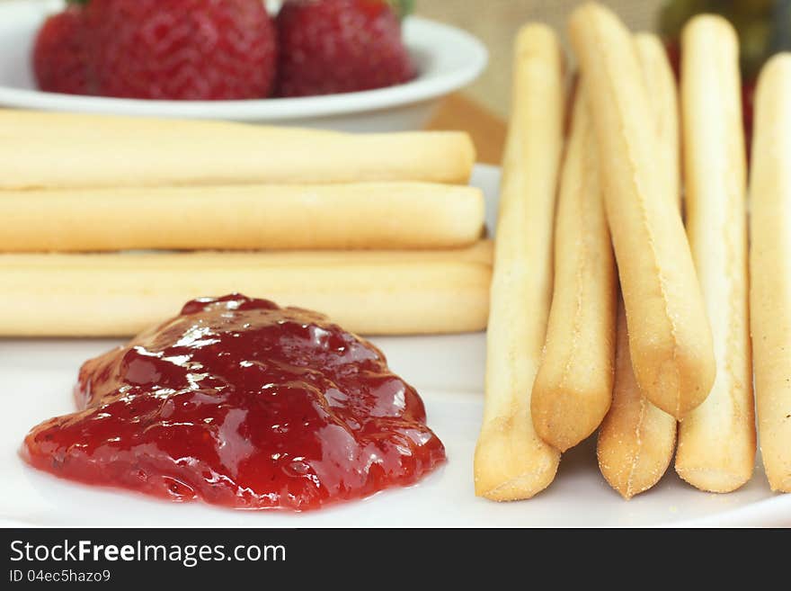 Bread sticks with jam