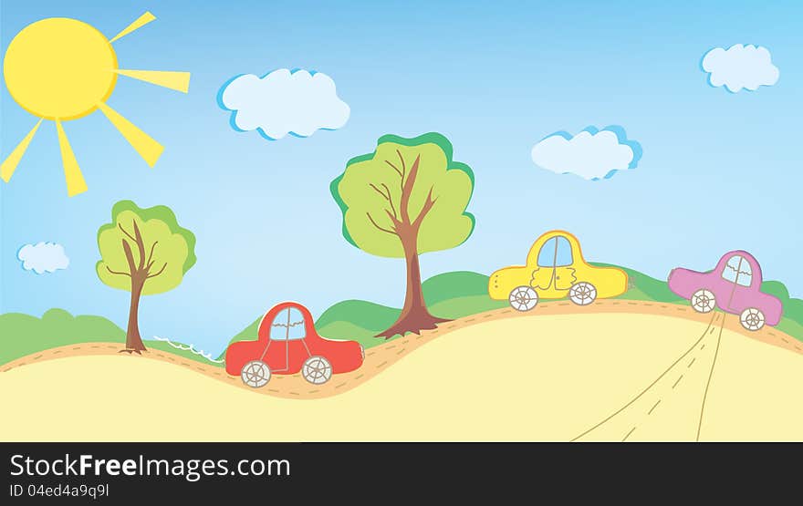 Background With Cars And Road