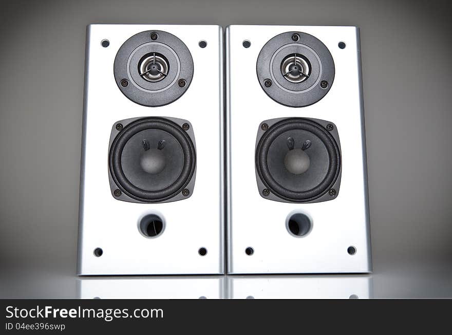 Two Sound Speakers on dark background