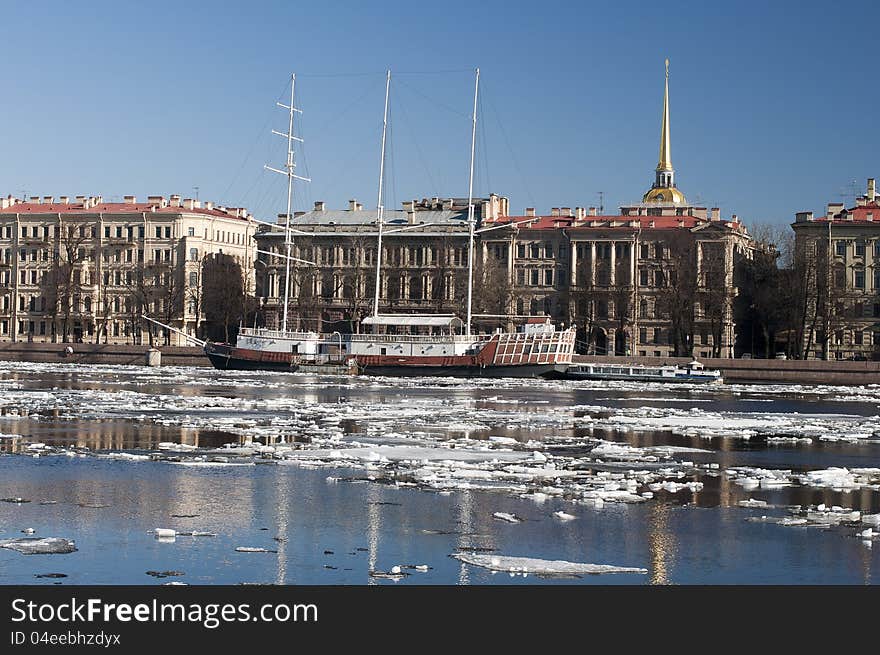 The Admiralty Embankment In St. Petersburg