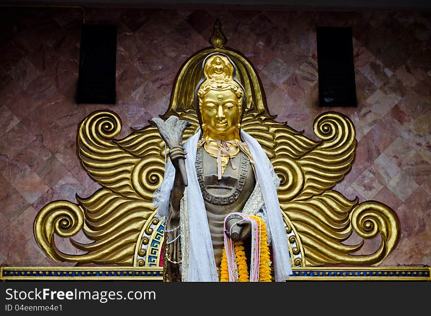 Buddhist bodhisattva image at Chinese temple in Thailand