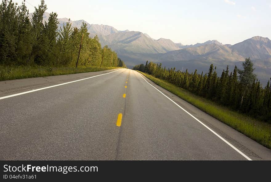 Traveling Hwy 2 Alaska Mountain Country Scene