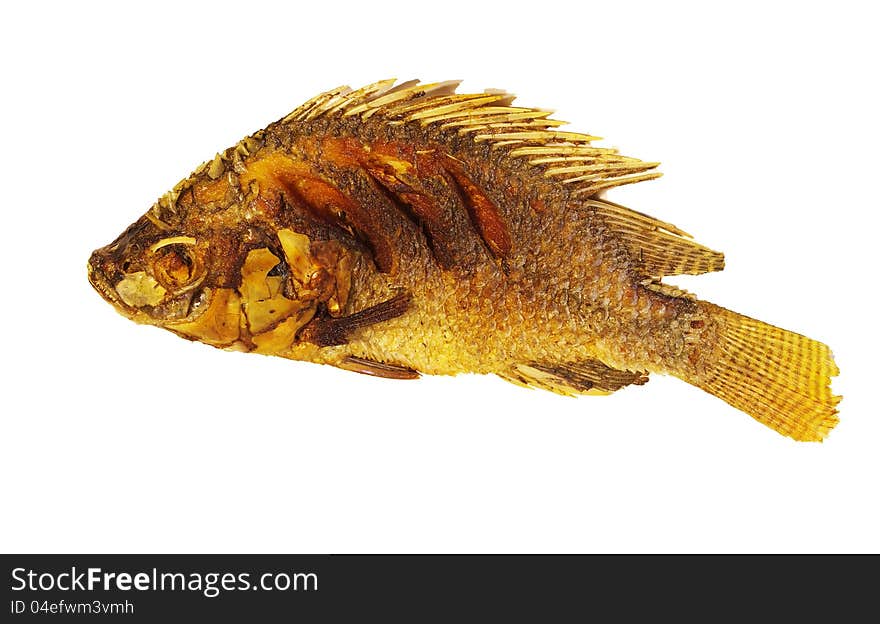 Fried fish isolated in white background