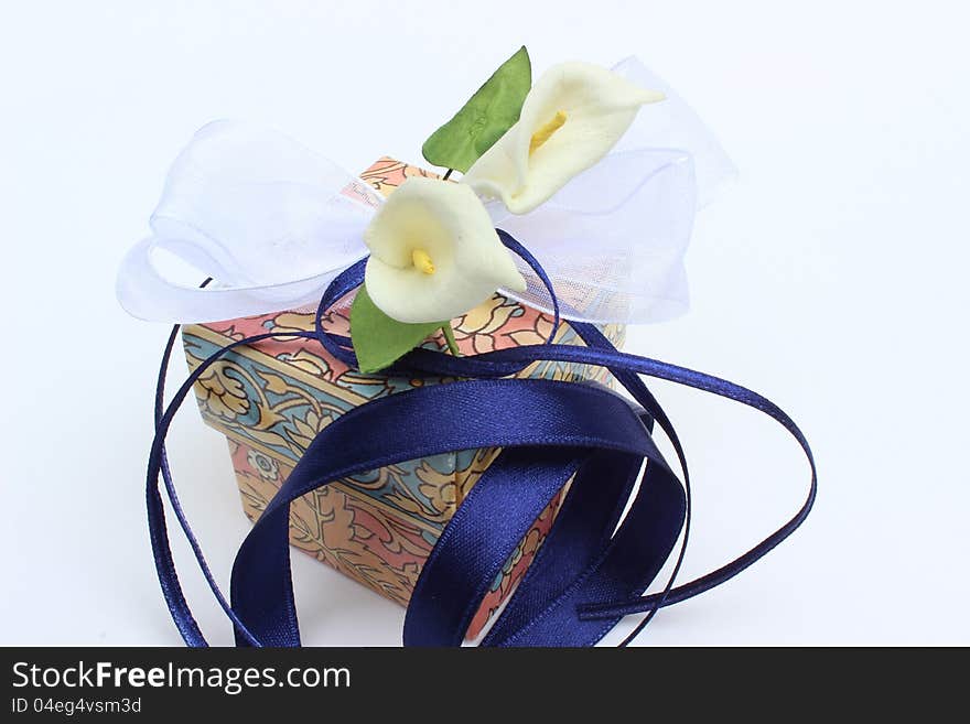 Nice image of beautiful gift box with decorative flowers