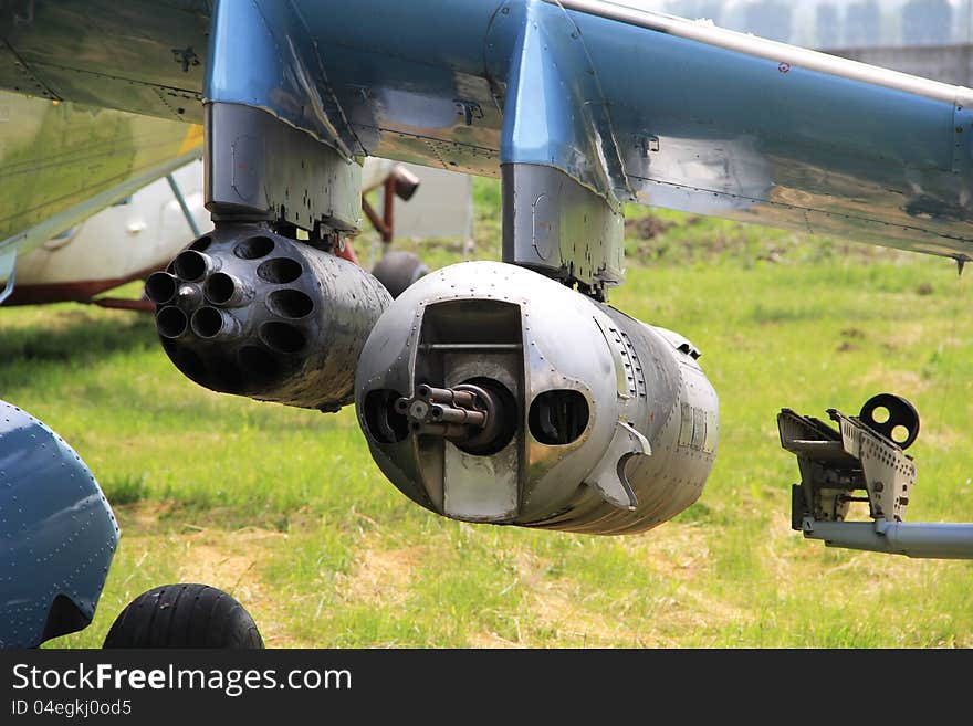 Mi-24 Hind helicopter rocket pod and gun pod. Mi-24 Hind helicopter rocket pod and gun pod