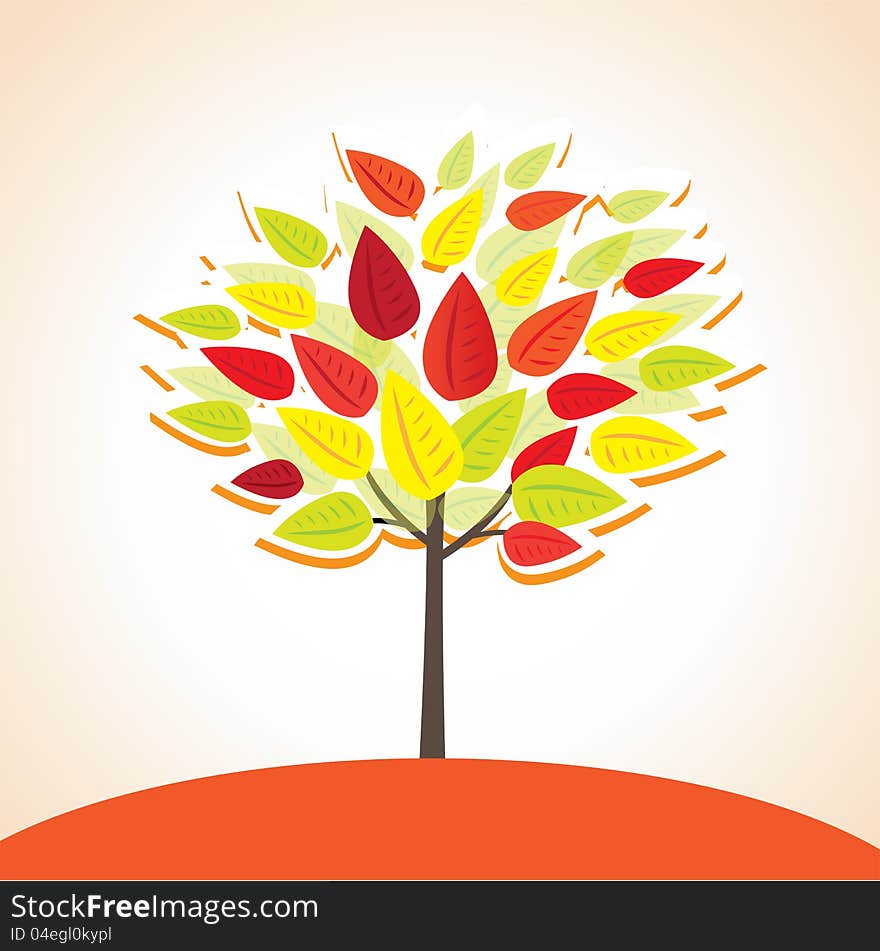 Colorful tree, autumn vector background. Colorful tree, autumn vector background