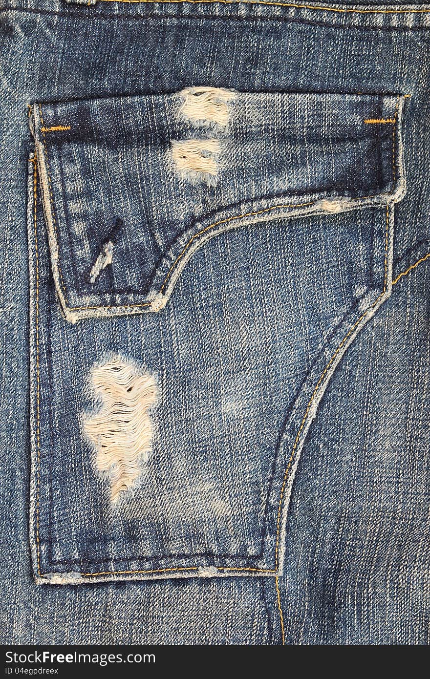 Texture of Blue jeans pocket