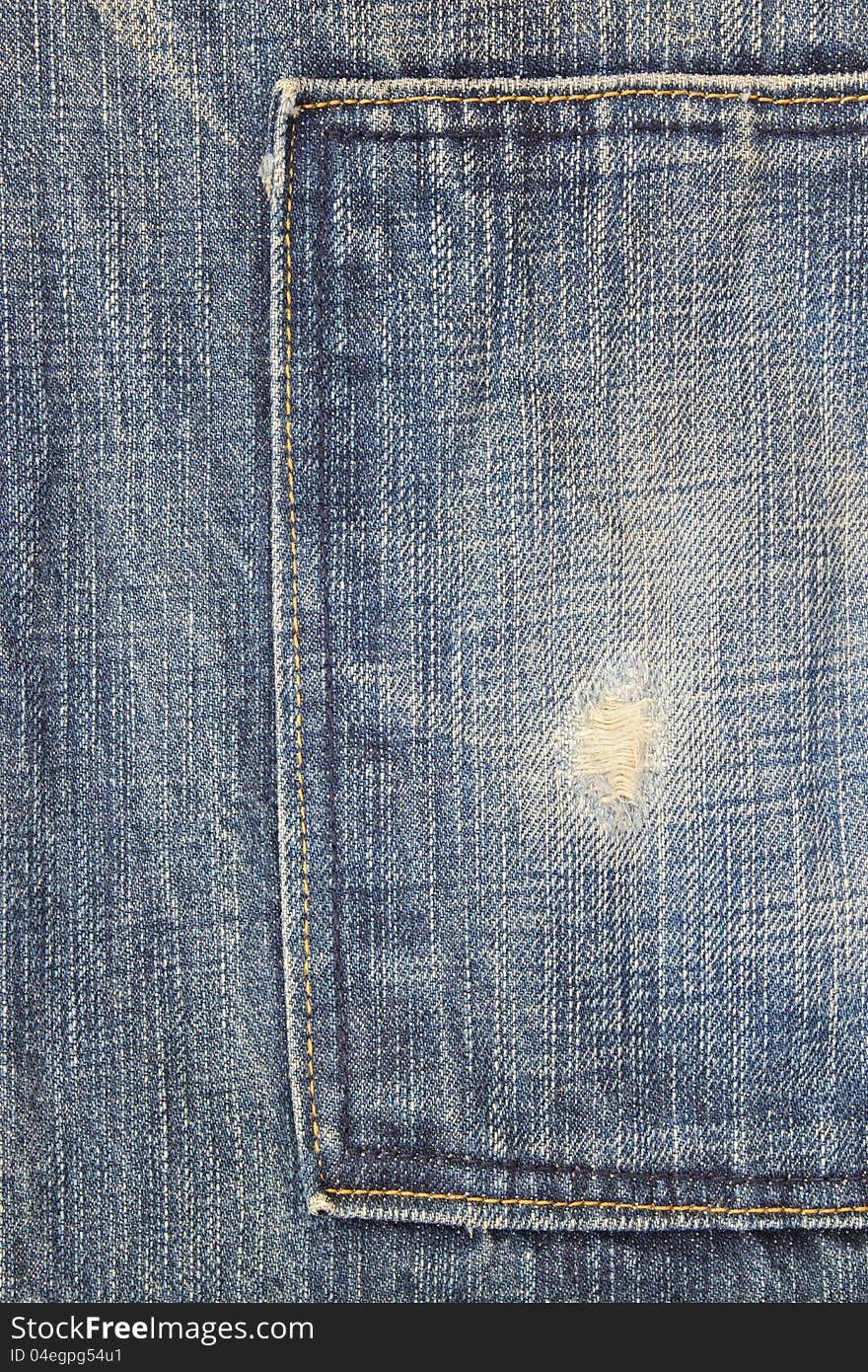 Blue jeans pocket