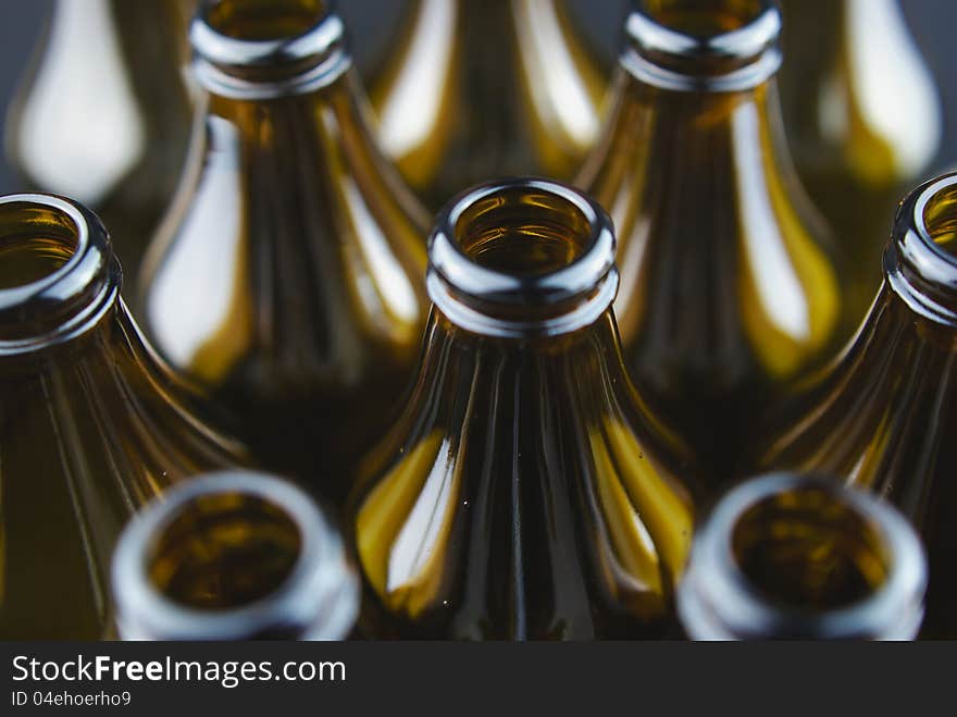 Glass bottles close up