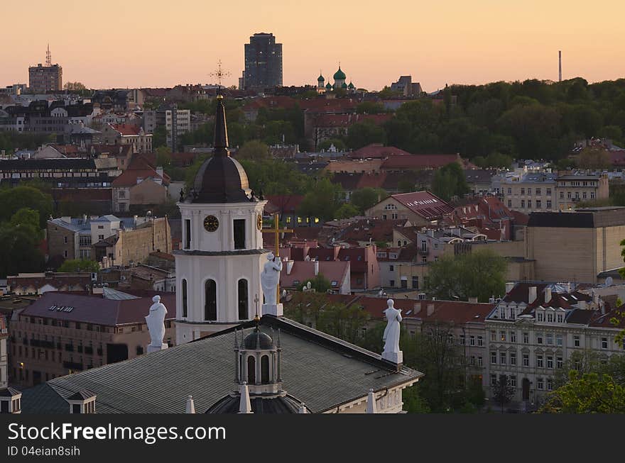 View of Vilnius old town from Gediminas Tower, Lithuania. View of Vilnius old town from Gediminas Tower, Lithuania