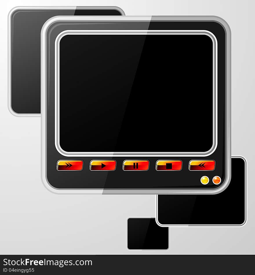 Black speech bubble with glossy red buttons. Black speech bubble with glossy red buttons