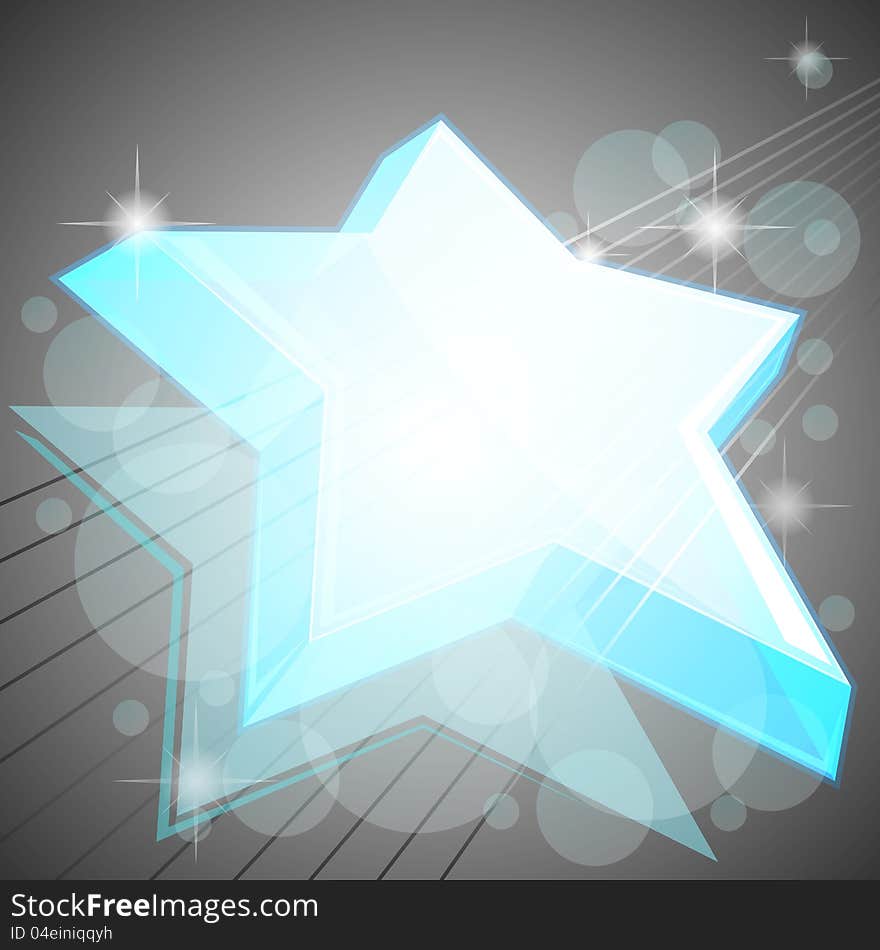 Abstract gray background with transparent blue star. Abstract gray background with transparent blue star