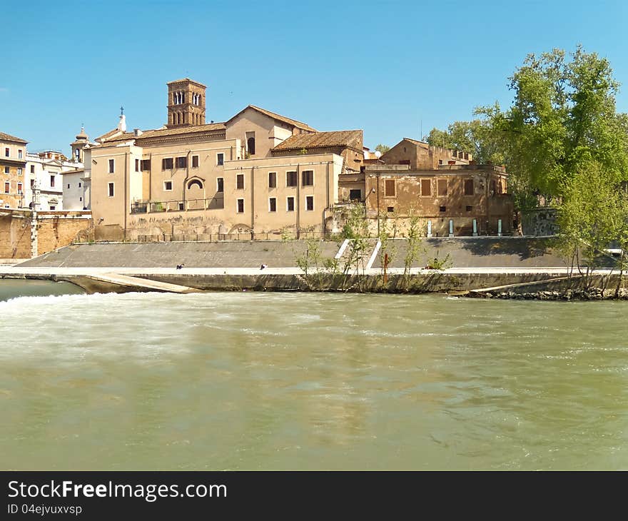 Ancient Island on tiber river