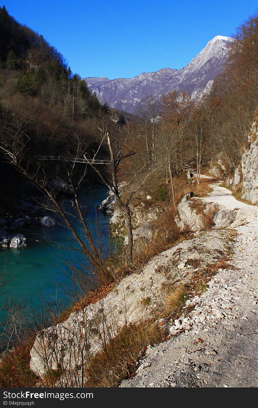 Welcome tract. Along with water from melting snow in the mountains of Slovenia. Welcome tract. Along with water from melting snow in the mountains of Slovenia.