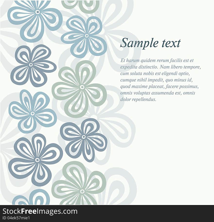 Beautiful floral card in blue colors. Vector illustration. Beautiful floral card in blue colors. Vector illustration.