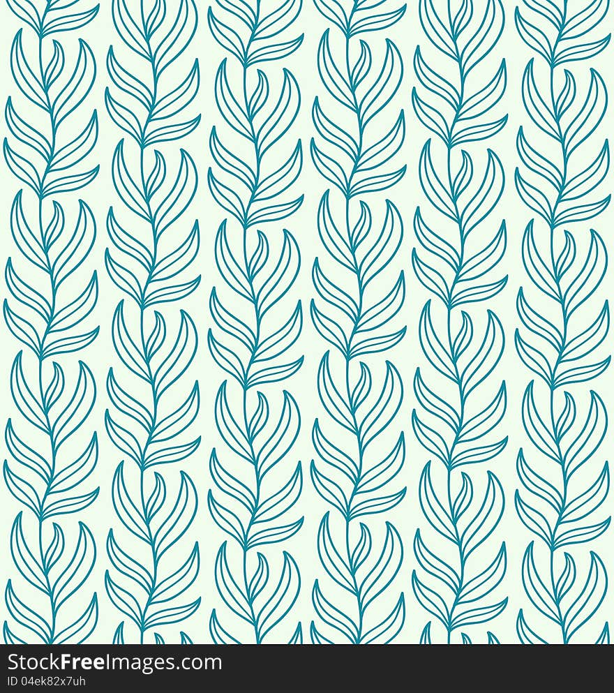 Seamless blue liana ornament. Vector illustration