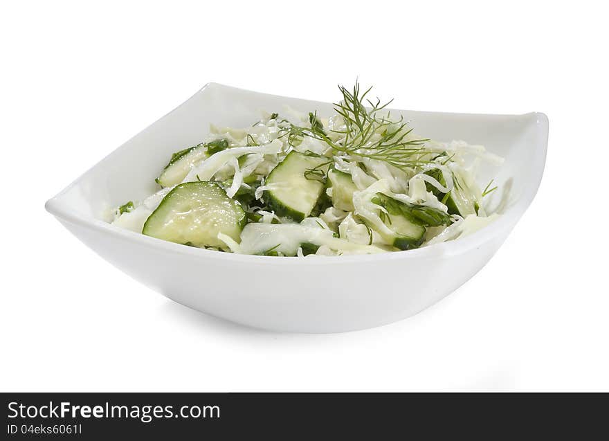 Salad with cabbage and cucumbers