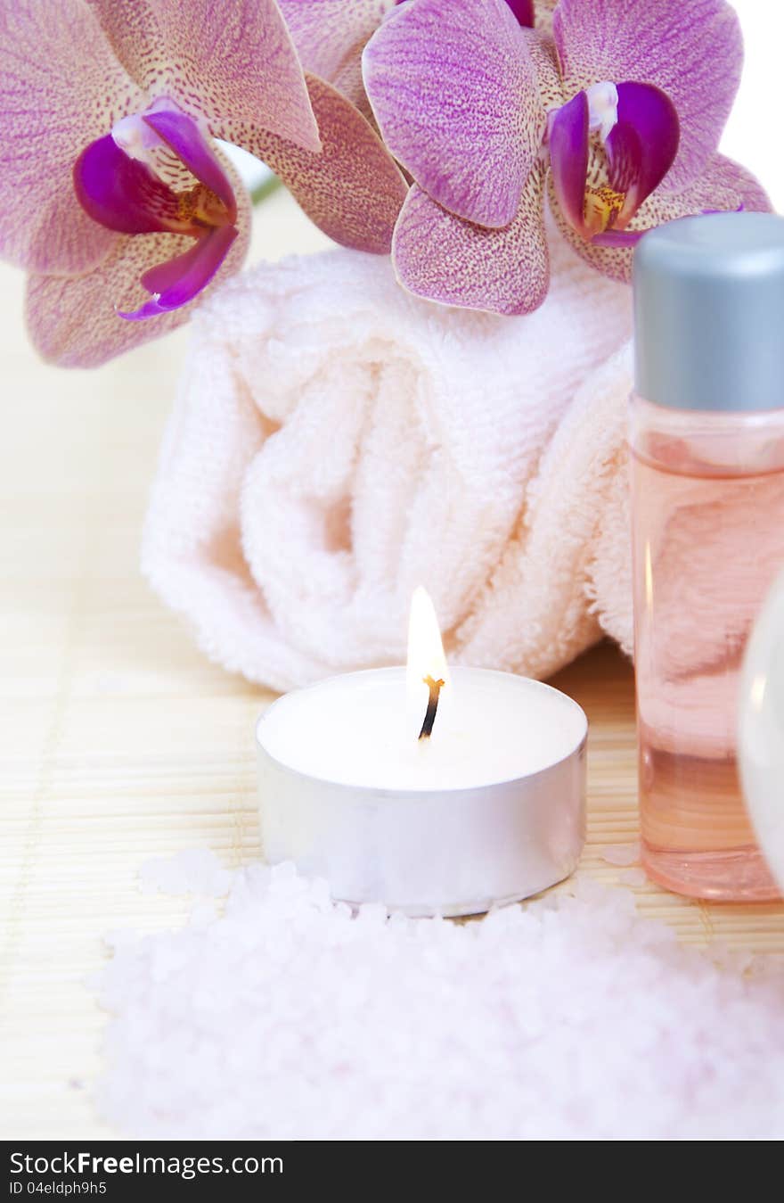 Candle, Towel and Orchid